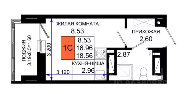 Студия Ростовская область, Ростов-на-Дону Нефтекачка кв-л, Октябрь ... - Фото 0