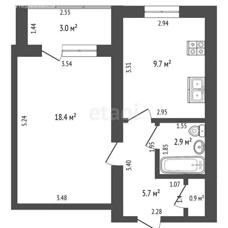 1-комнатная квартира: Стерлитамак, Коммунистическая улица, 73 (38 м) - Фото 0