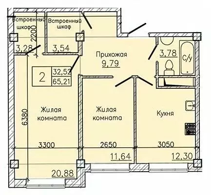 2-к кв. Ставропольский край, Пятигорск ул. Ермолова, 28А (65.21 м) - Фото 1