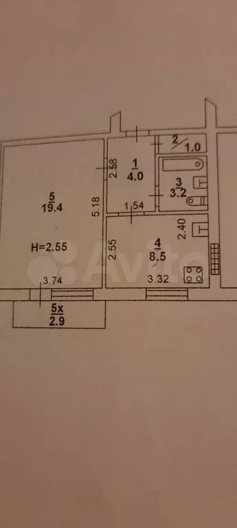 1-к. квартира, 36,1 м, 2/5 эт. - Фото 0