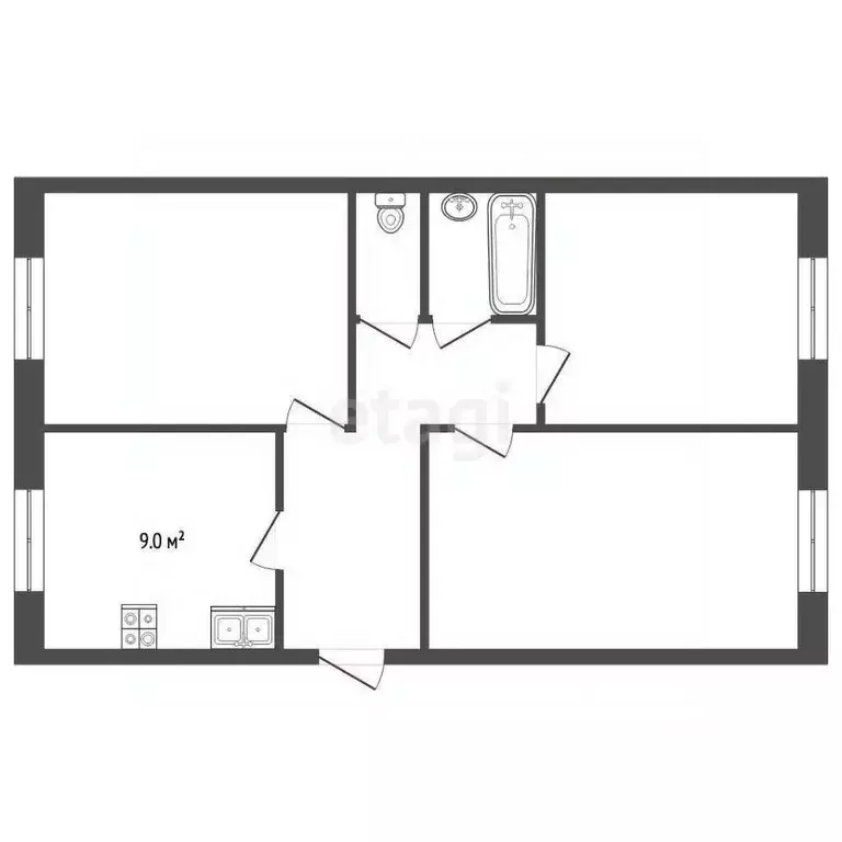 3-к кв. Ярославская область, Рыбинск ул. Ворошилова, 24 (67.4 м) - Фото 2