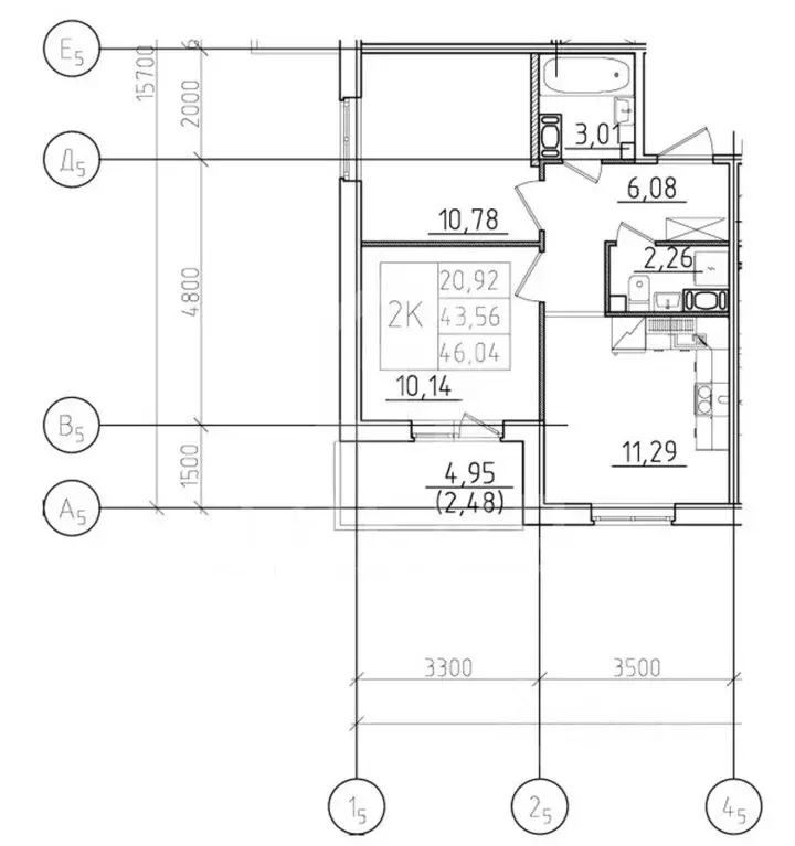 2-к кв. Ленинградская область, Гатчина ул. Чехова, 39к2 (43.5 м) - Фото 2