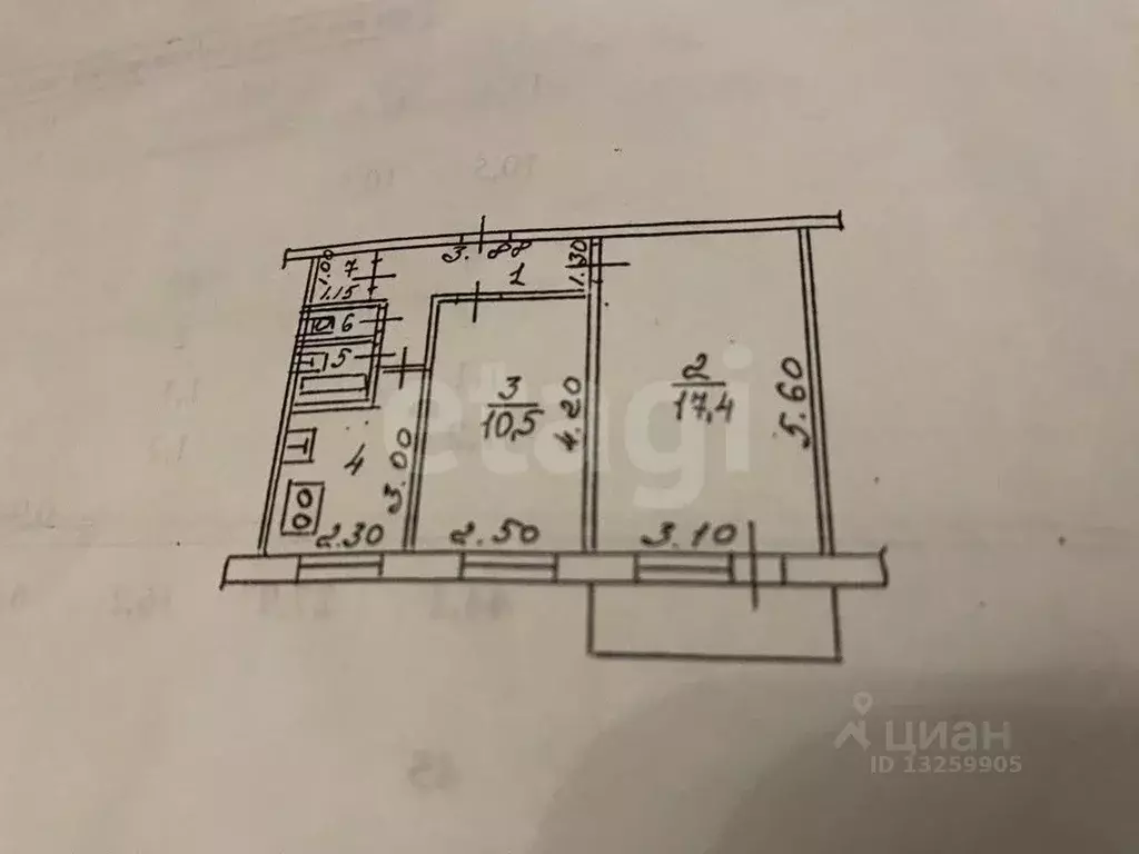 2-к кв. Липецкая область, Липецк ул. Космонавтов, 56/2 (44.7 м) - Фото 2