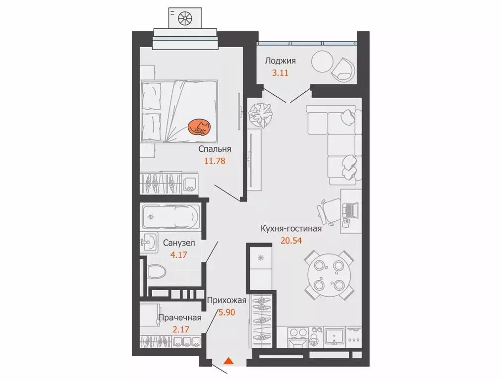 1-комнатная квартира: Ижевск, улица Холмогорова, 121 (46 м) - Фото 0