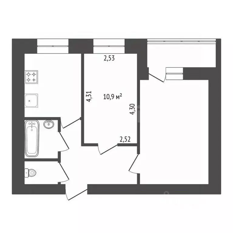 Комната Башкортостан, Уфа ул. Гази Загитова, 11/1 (10.9 м) - Фото 2