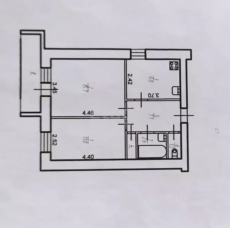 2-к кв. Тульская область, Тула ул. Бондаренко, 7 (48.0 м) - Фото 1