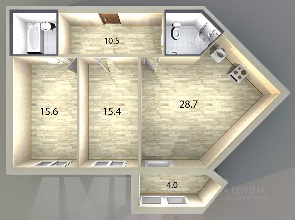 2-к кв. Санкт-Петербург Лиственная ул., 20к2 (78.0 м) - Фото 2