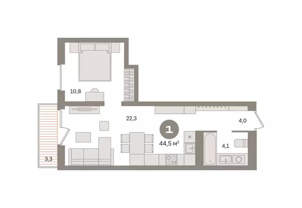 1-комнатная квартира: Екатеринбург, жилой район Эльмаш, Механический ... - Фото 1