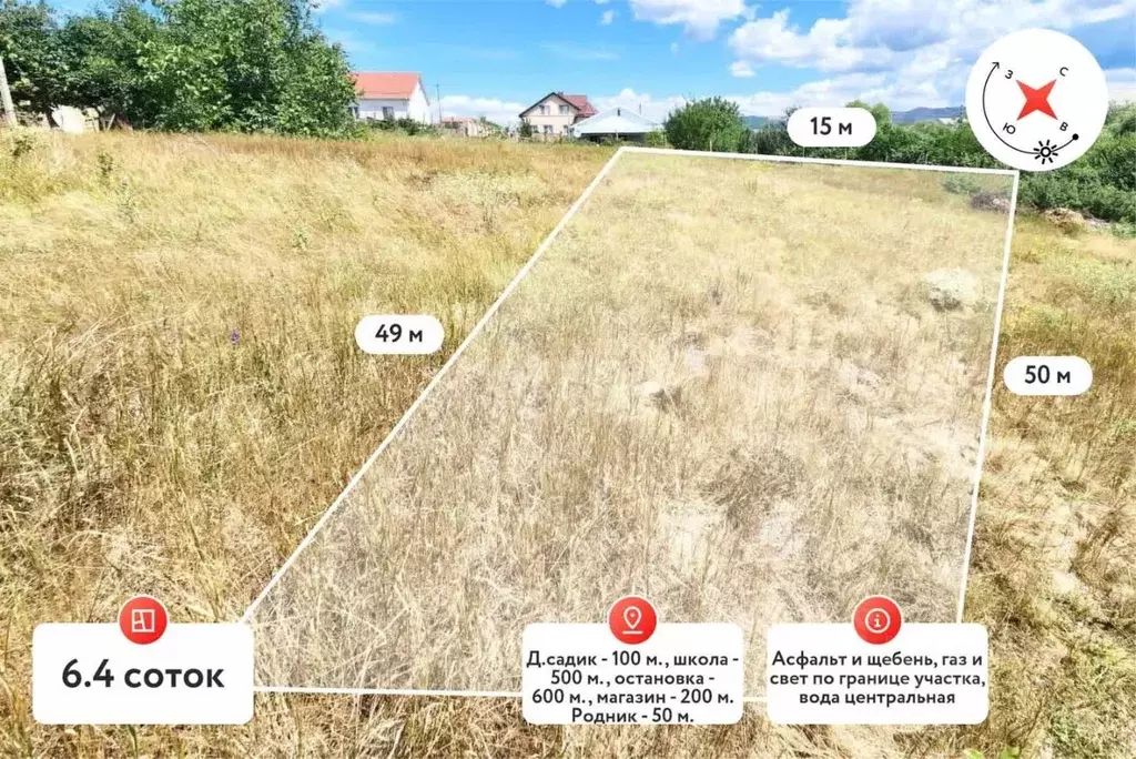 Участок в Крым, Симферопольский район, с. Доброе ул. Гузель (6.4 сот.) - Фото 1