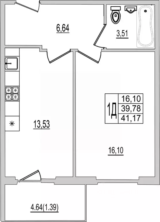 1-к кв. Псковская область, Псков Рижский просп., 94Г (41.17 м) - Фото 1