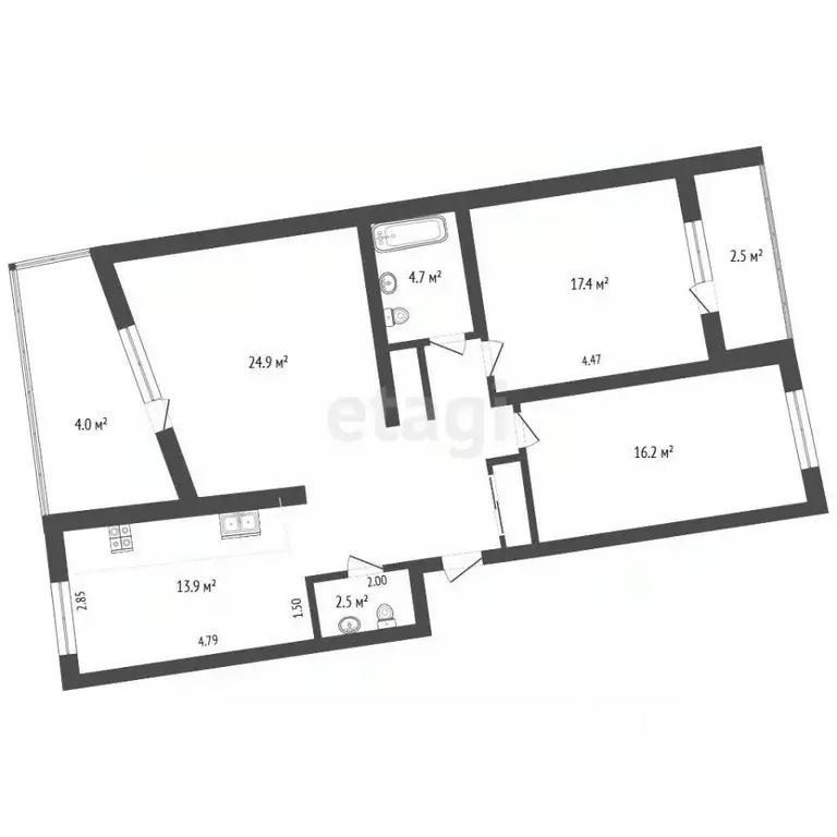 3-к кв. Нижегородская область, Нижний Новгород ул. Коминтерна, 139 ... - Фото 2