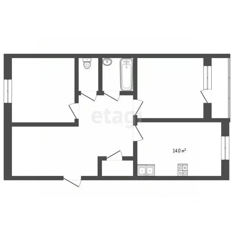 2-к кв. Ямало-Ненецкий АО, Муравленко Молодежная ул., 40 (69.0 м) - Фото 1