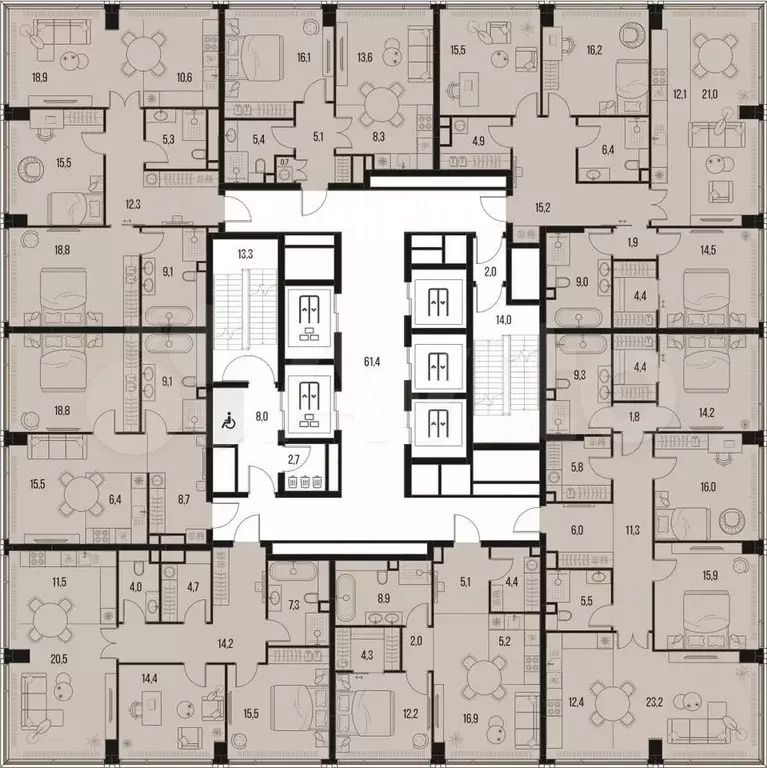 2-к. квартира, 58,5 м, 18/47 эт. - Фото 1