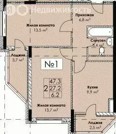 2-комнатная квартира: Анапа, Крестьянская улица, 27к7 (54 м) - Фото 0