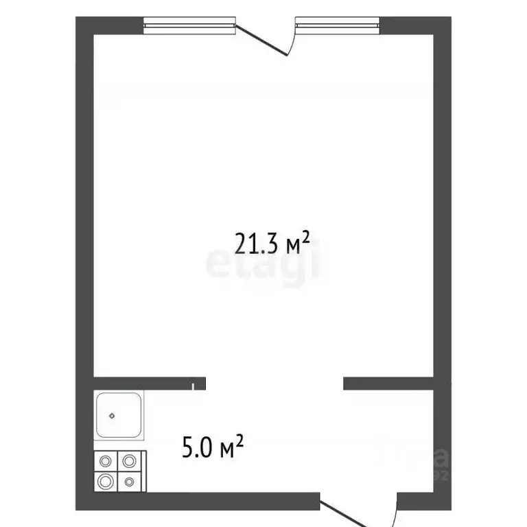 Студия Крым, Алушта Профессорский Уголок мкр,  (21.3 м) - Фото 2