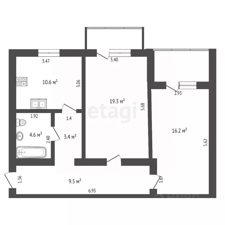 2-к кв. Ростовская область, Таганрог 22-й пер., 111 (63.6 м) - Фото 2