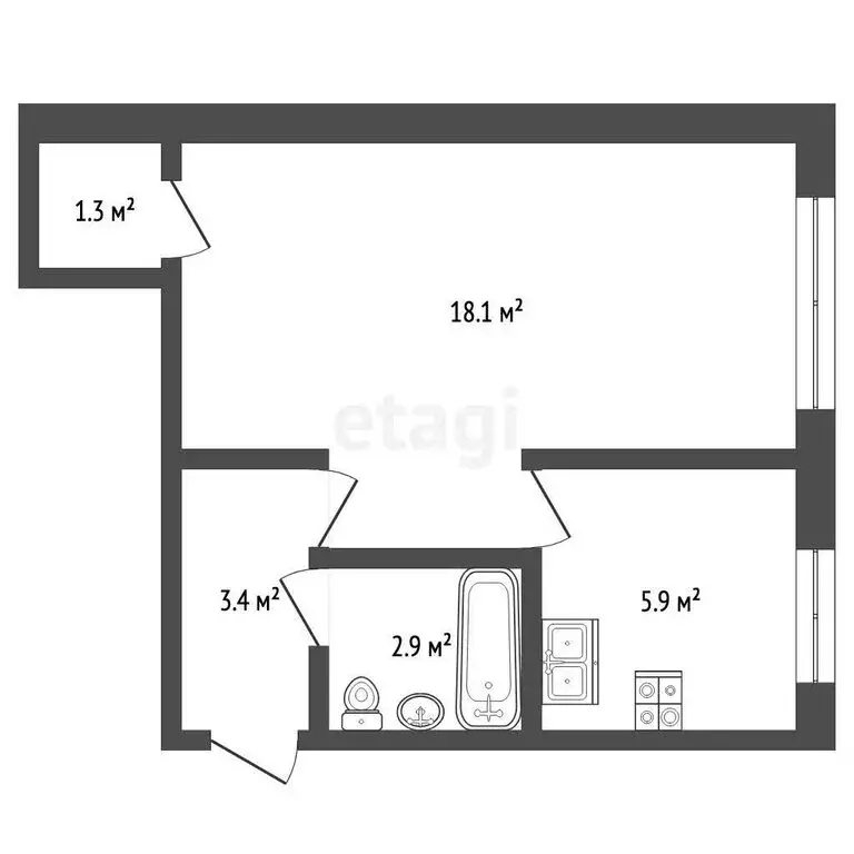 1-комнатная квартира: Нижний Новгород, Заярская улица, 18 (30 м) - Фото 1