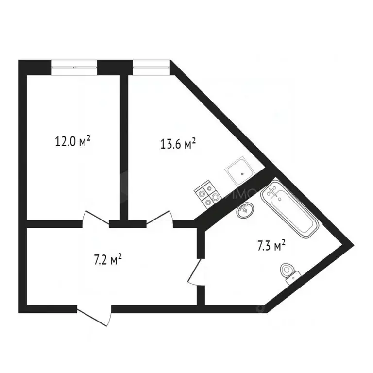 1-к кв. Тюменская область, Тюмень Новгородская ул., 3 (40.0 м) - Фото 1