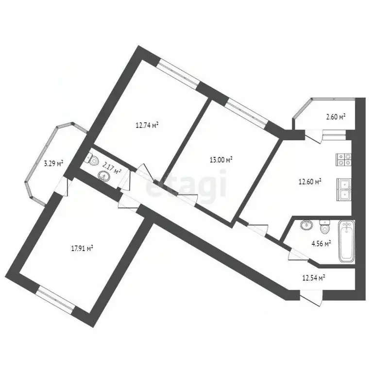 3-к кв. Мордовия, Саранск Волгоградская ул., 64 (77.8 м) - Фото 2