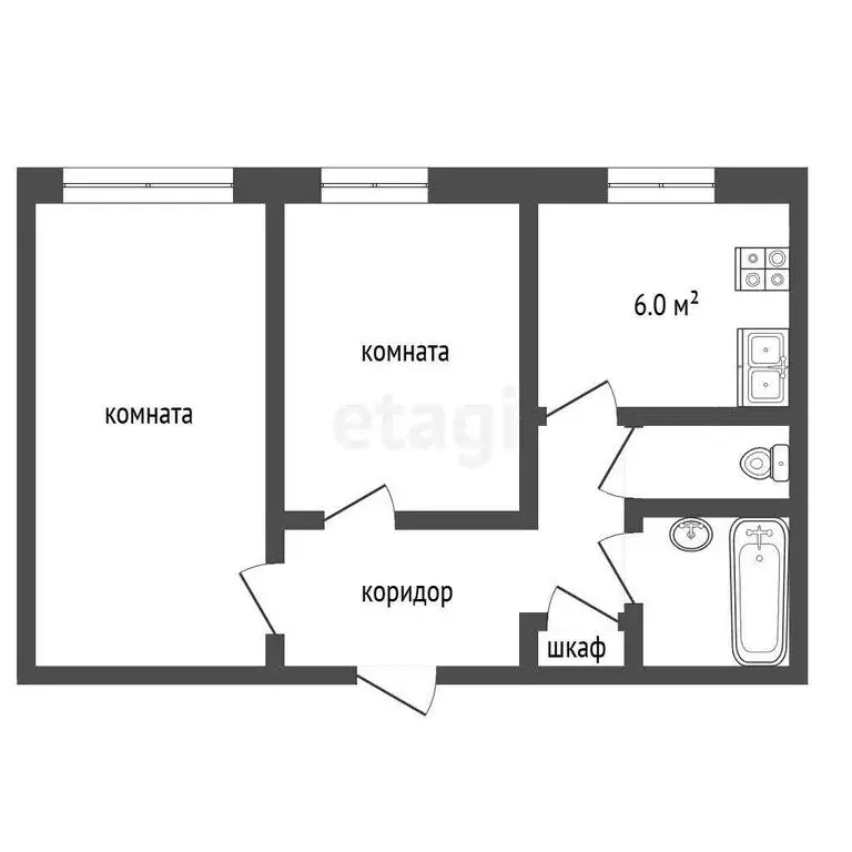 2-комнатная квартира: посёлок Курорт-Самоцвет, Центральная улица, 6 ... - Фото 1