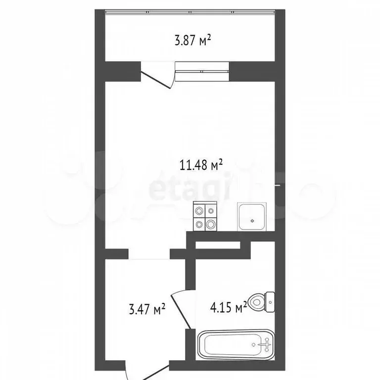 Квартира-студия, 18,8 м, 9/16 эт. - Фото 0