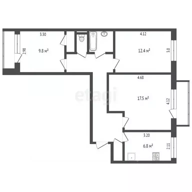 3-к кв. Томская область, Томск пос. Сосновый Бор, ул. Асиновская, 5/1 ... - Фото 2