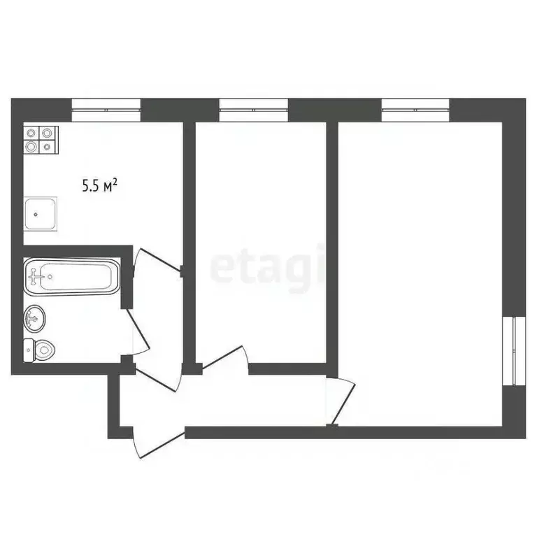 2-к кв. Тюменская область, Тюмень Ямская ул., 108 (42.8 м) - Фото 2