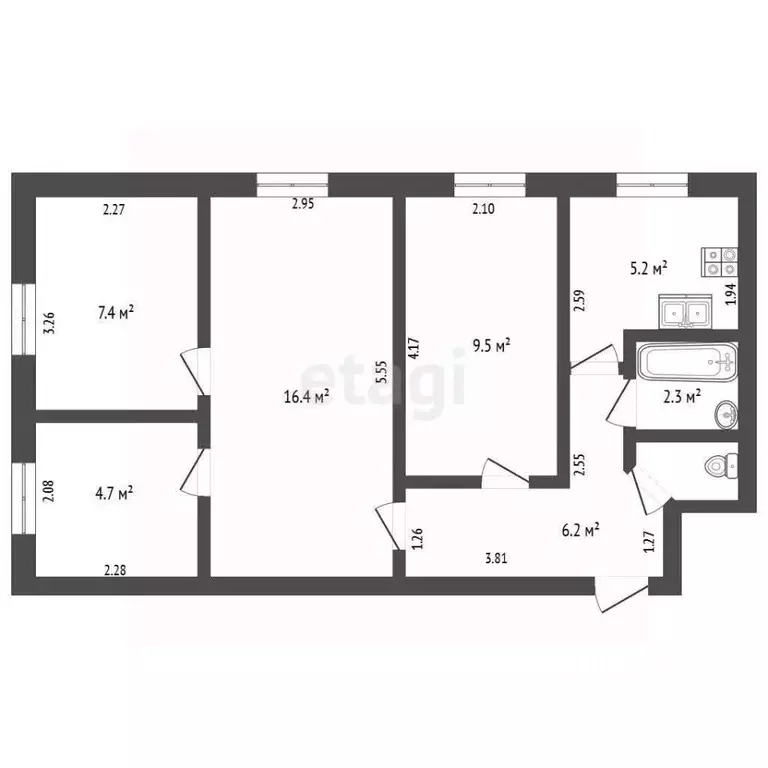 4-к кв. Крым, Бахчисарайский район, с. Плодовое ул. Новоселов, 8 (52.4 ... - Фото 2