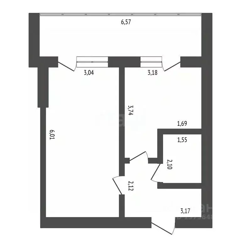 1-к кв. Амурская область, Благовещенск Конная ул., 33 (36.4 м) - Фото 2