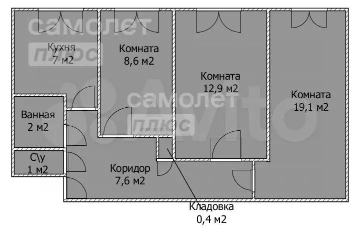 3-к. квартира, 61,7 м, 1/5 эт. - Фото 0