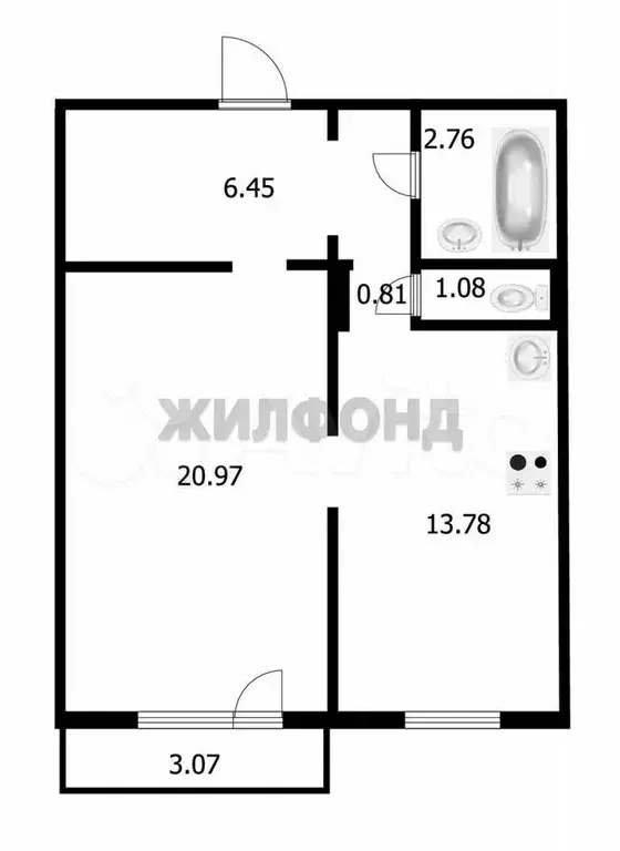 1-к. квартира, 48,3 м, 6/10 эт. - Фото 0