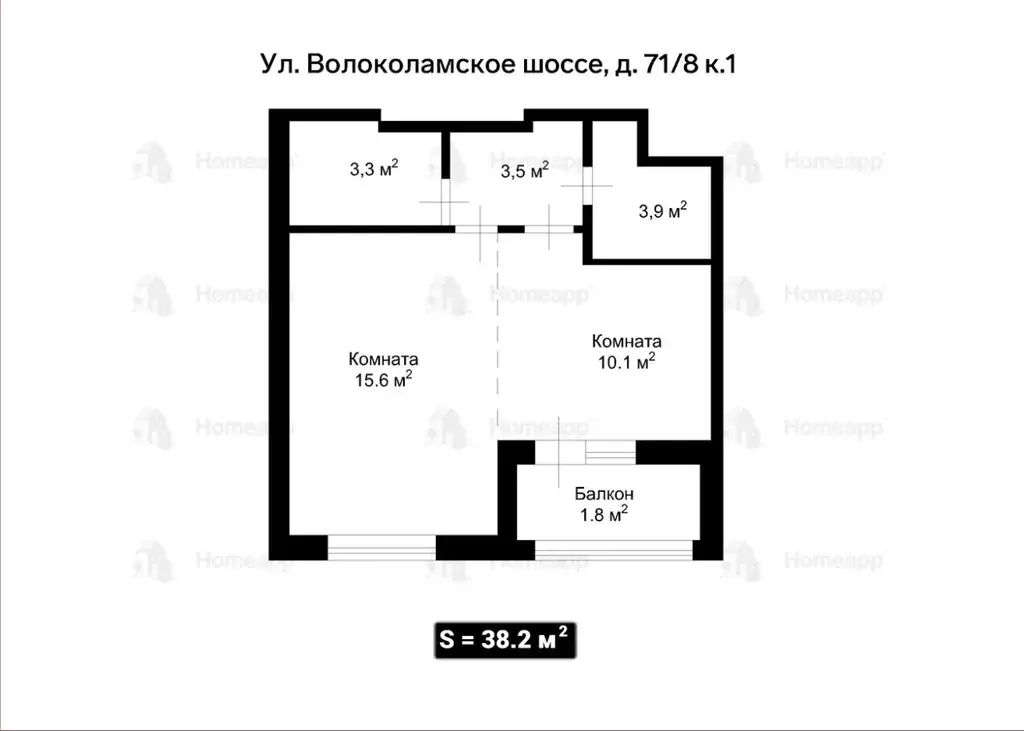 Свободной планировки кв. Москва Волоколамское ш., 71/8к1 (38.2 м) - Фото 1