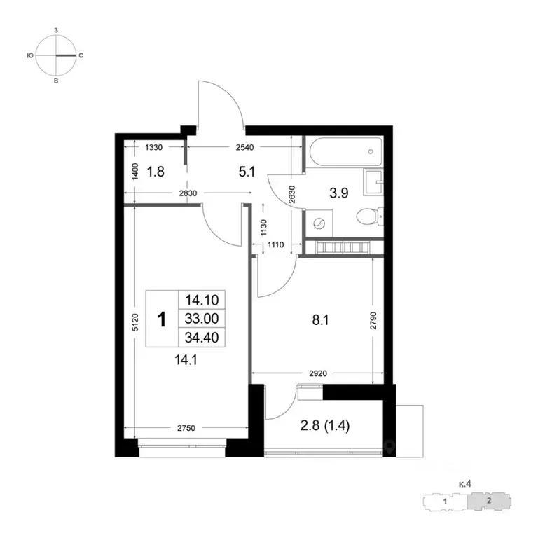 1-к кв. Московская область, Люберцы городской округ, Красково пгт, ... - Фото 1