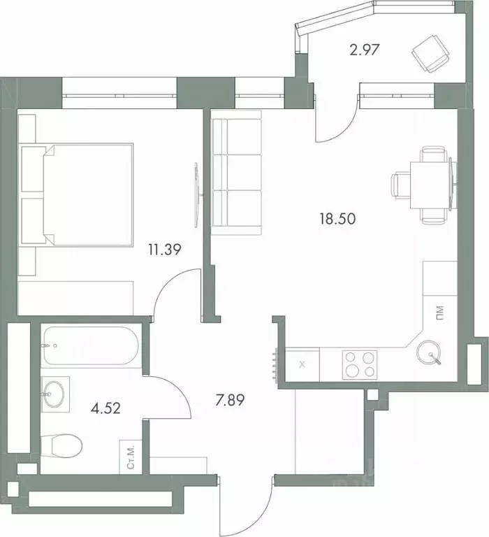 1-к кв. Ханты-Мансийский АО, Ханты-Мансийск ул. Доронина, 7 (45.28 м) - Фото 0