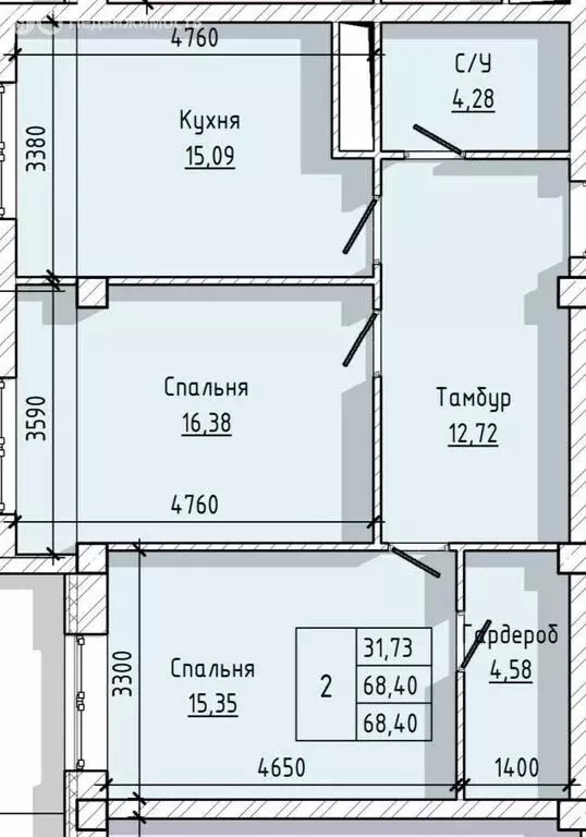 2-комнатная квартира: Нальчик, улица Байсултанова, 35А (55.47 м) - Фото 0