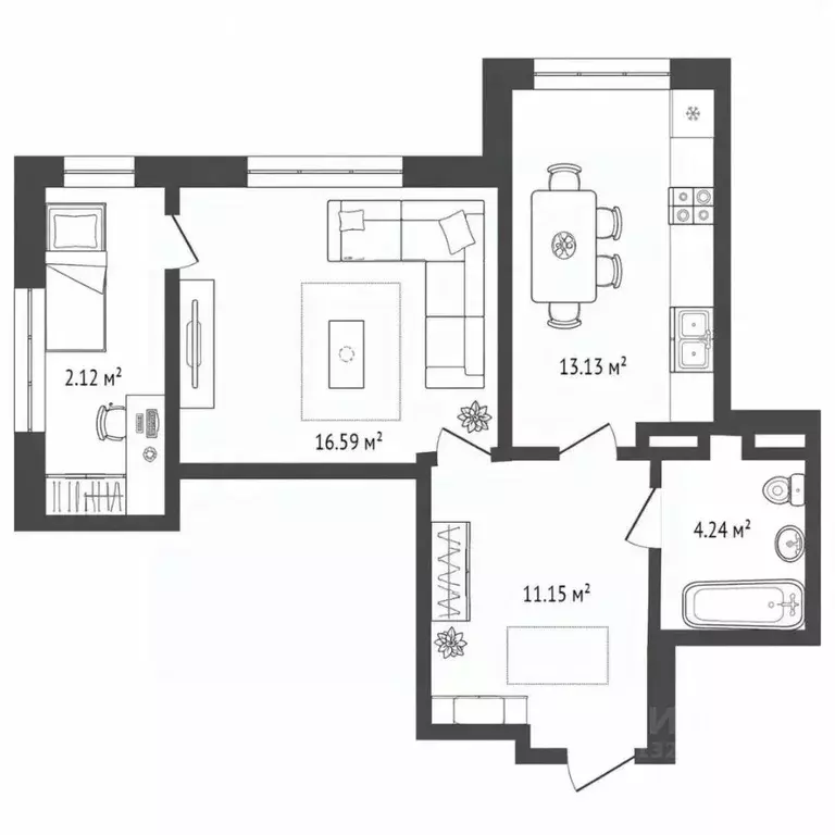 1-к кв. Крым, Ялта ул. Красноармейская, 36 (45.4 м) - Фото 2