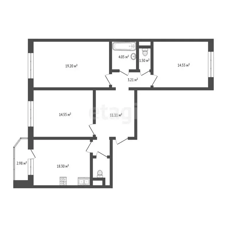 3-комнатная квартира: Тюмень, улица Валентины Трофимовой, 9 (71 м) - Фото 1