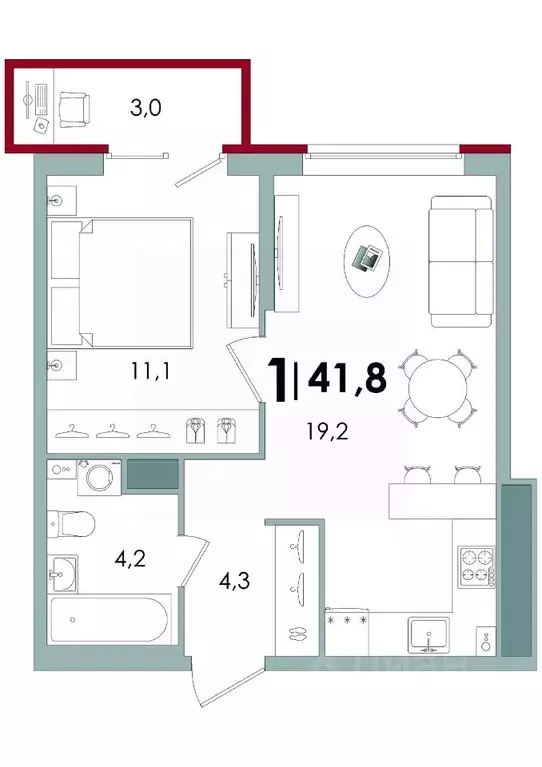 1-к кв. Тверская область, Тверь Южный жилой комплекс (41.8 м) - Фото 1