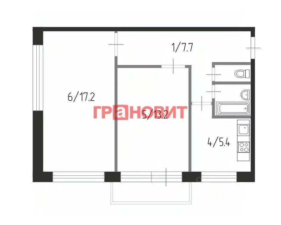 2-к кв. Новосибирская область, Новосибирск Геодезическая ул., 4 (46.8 ... - Фото 1