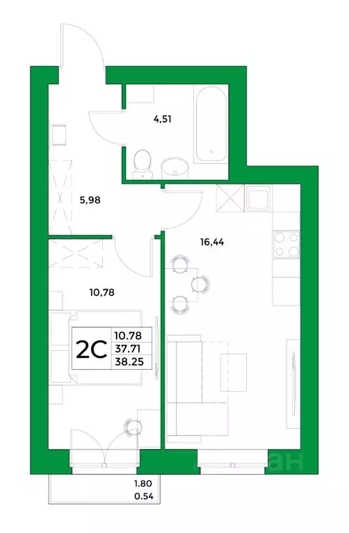 1-к кв. Башкортостан, Уфимский район, Зубовский сельсовет, с. Зубово ... - Фото 1