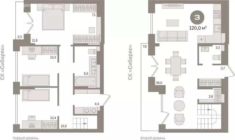 3-комнатная квартира: Новосибирск, улица Аэропорт, 88 (119.96 м) - Фото 1