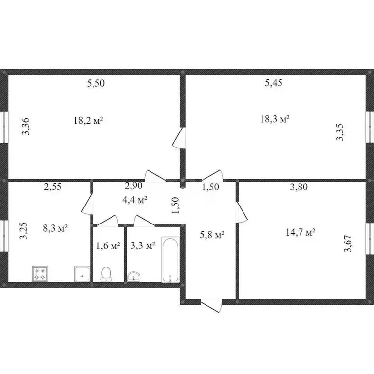 Квартира, 3 комнаты, 75.5 м - Фото 1
