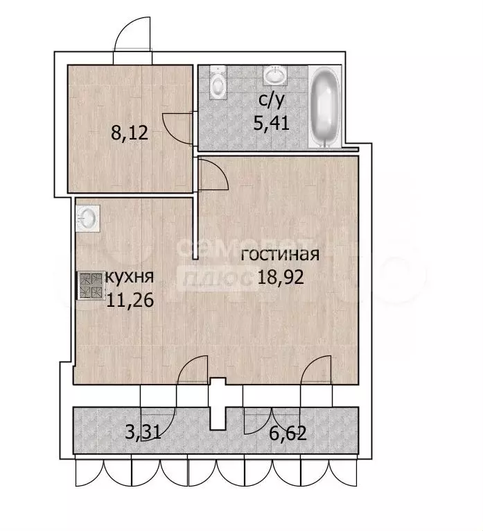 1-к. квартира, 44 м, 9/18 эт. - Фото 0