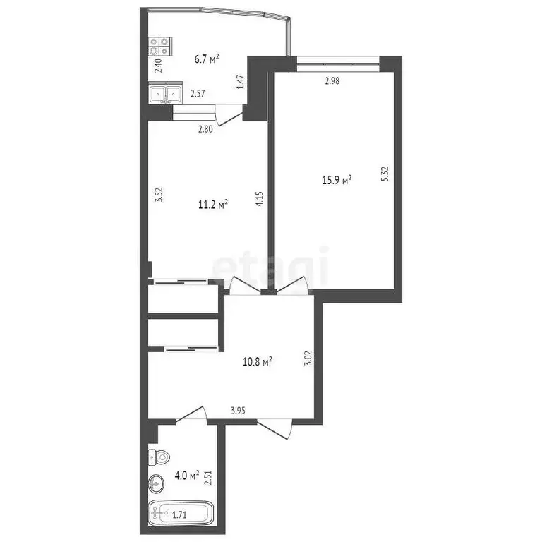2-комнатная квартира: Калуга, улица 65 лет Победы, 41 (49.5 м) - Фото 1