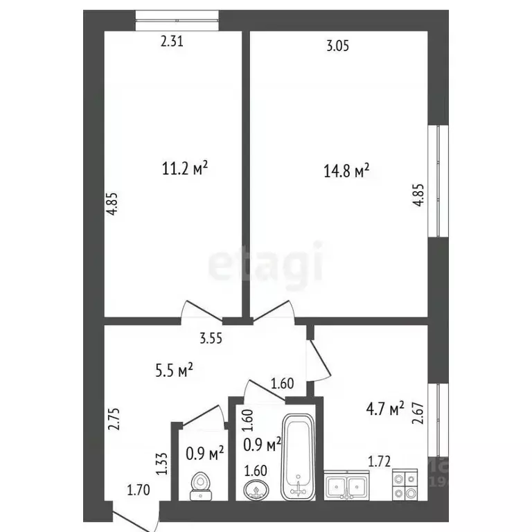 2-к кв. Мордовия, Саранск городской округ, Ялга рп ул. Мичурина, 34 ... - Фото 1