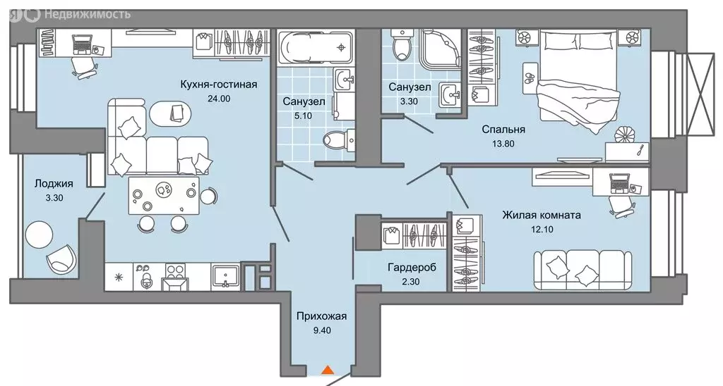 2-комнатная квартира: Пермь, улица Дзержинского, 31А (71 м) - Фото 2