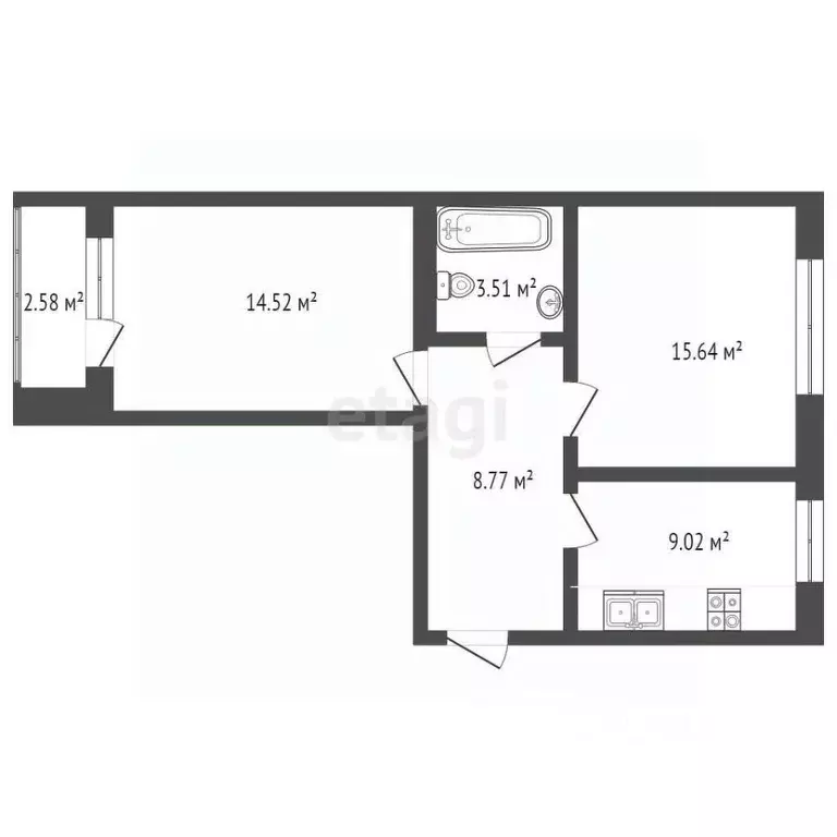 2-к кв. Калининградская область, Зеленоградск ул. Валентина Мосина, 2 ... - Фото 2