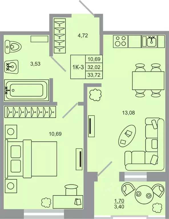 1-к кв. Ленинградская область, Всеволожский район, пос. Бугры Стороны ... - Фото 1