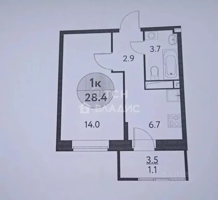 1-к кв. Московская область, Щелково ул. Механизаторов, 1А (28.4 м) - Фото 2