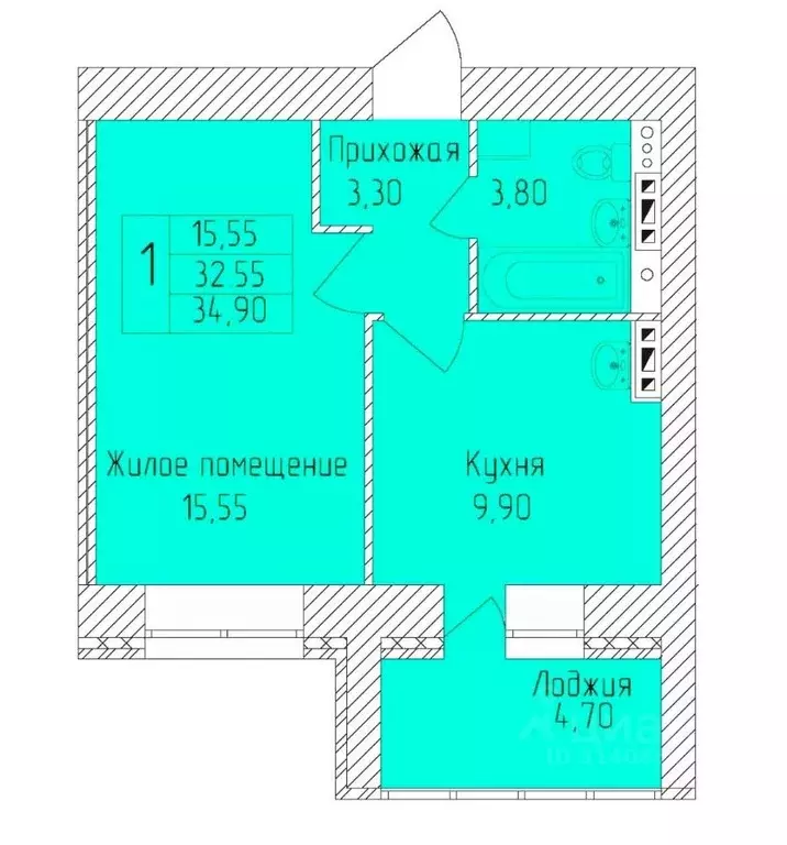 1-к кв. Белгородская область, Старый Оскол Степной мкр, 32 (32.0 м) - Фото 1
